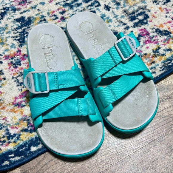Chaco Chillos Slide Teal Women's Slides Sandals Z Strap Adjustable Blue Green 6 - Picture 2 of 7